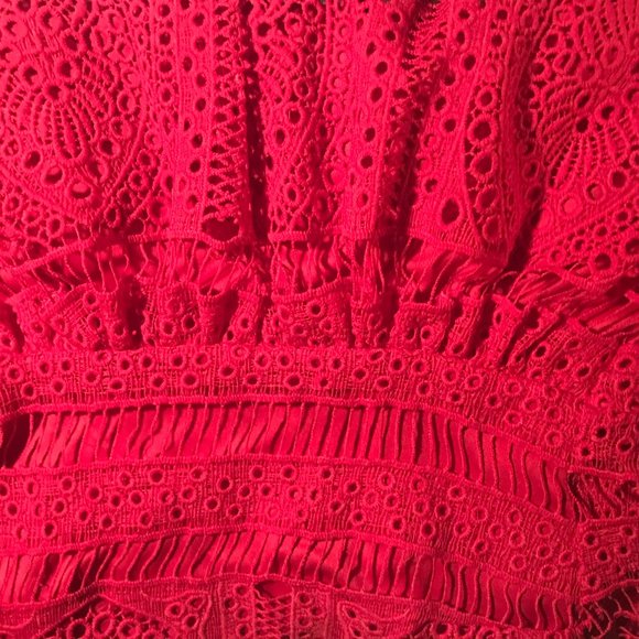 Red Lace Midi Dress - Picture 10 of 10